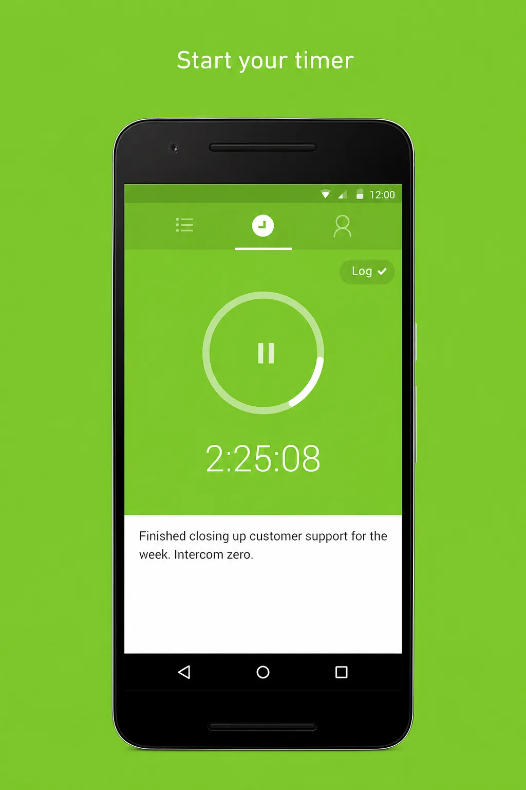 Starting a running timer in the MinuteDock Android app