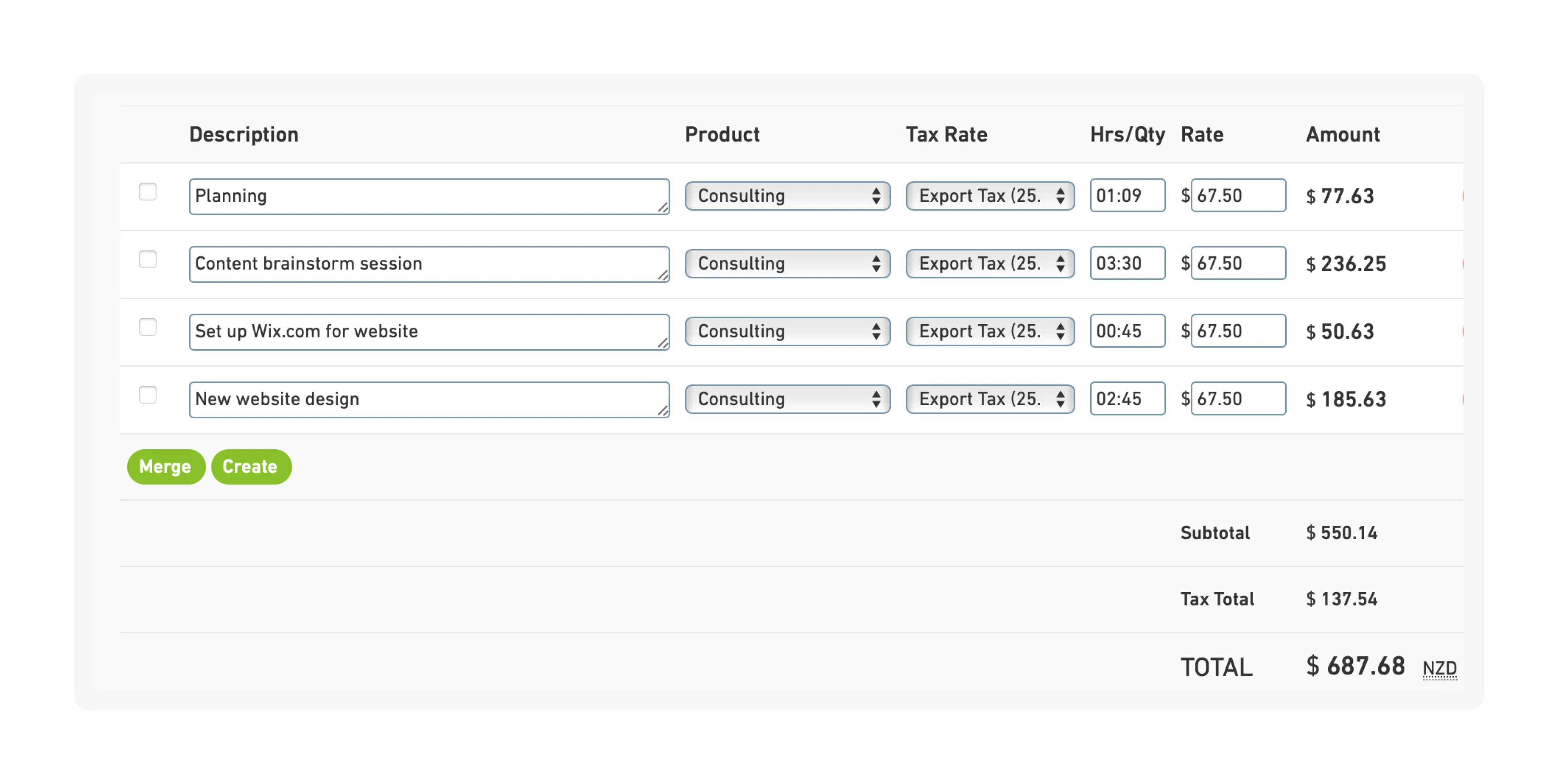Creating a Wave invoice from tracked time in MinuteDock