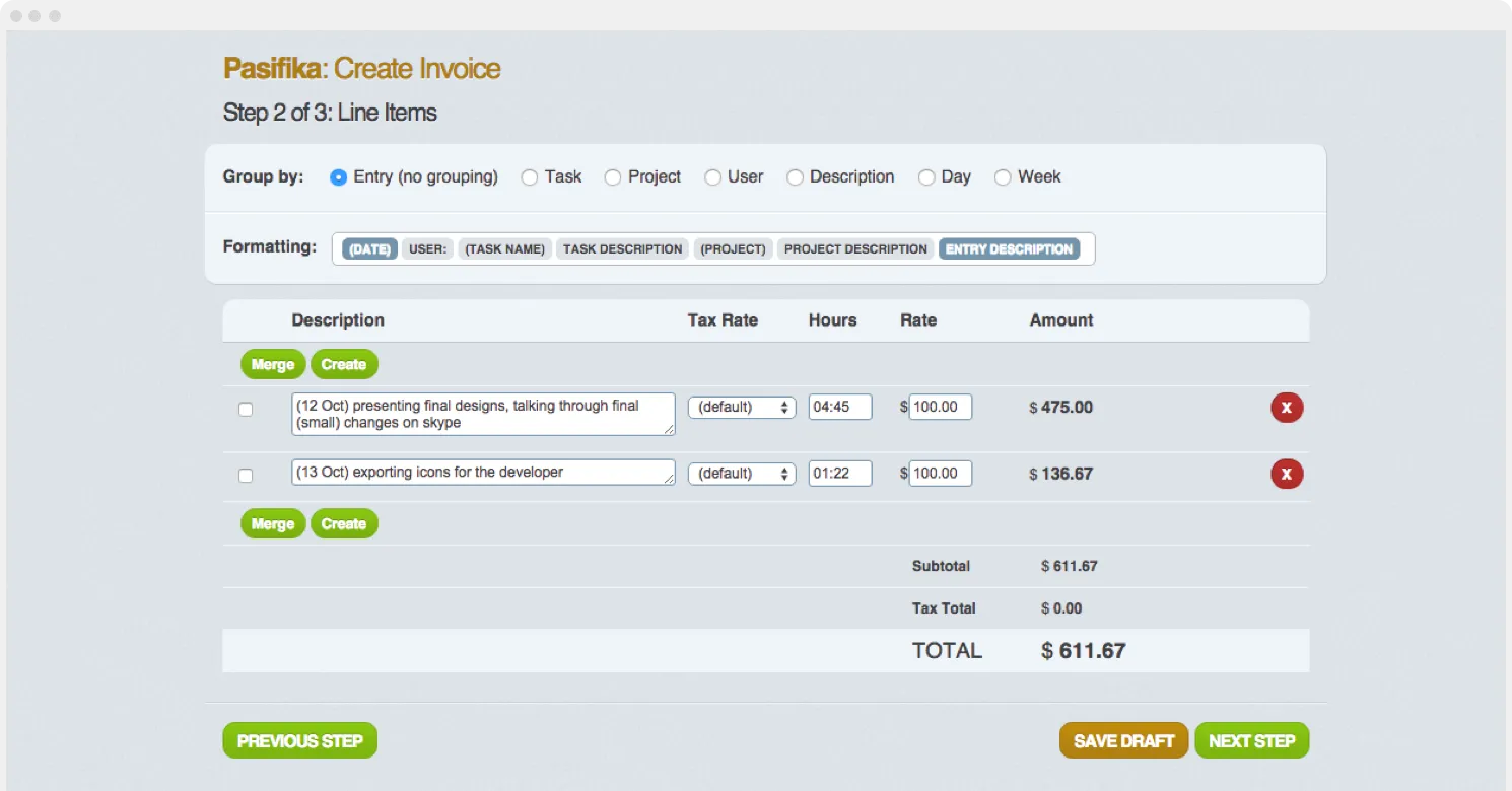 MinuteDock billing interface