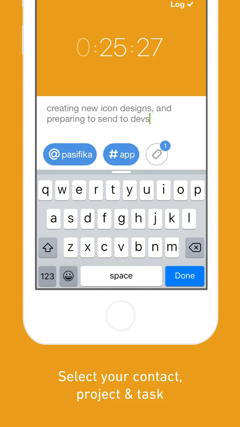Adding notes, a client, a project, and a task to an iPhone time entry