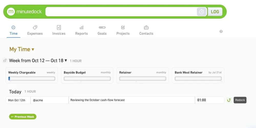 A logged client task with the resume button hovered and its Redock popup visible.